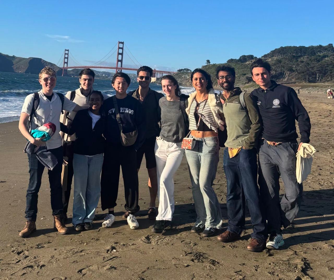 Oxford Neurotech Society members together by the Golden Gate Bridge